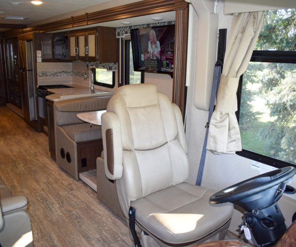 A view of the inside of a motorhome.